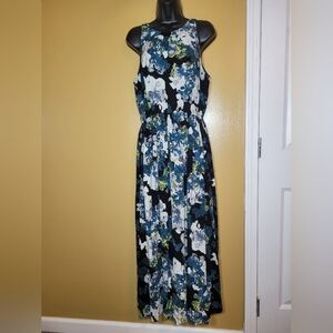 World Market Floral Boho Bohemian Lace High Neck Modest Maxi Dress sz L/XL